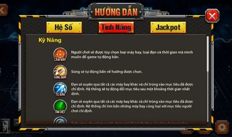 Các tính năng trong game Bắn Cá Đại Chiến B52 Tại Nohu90