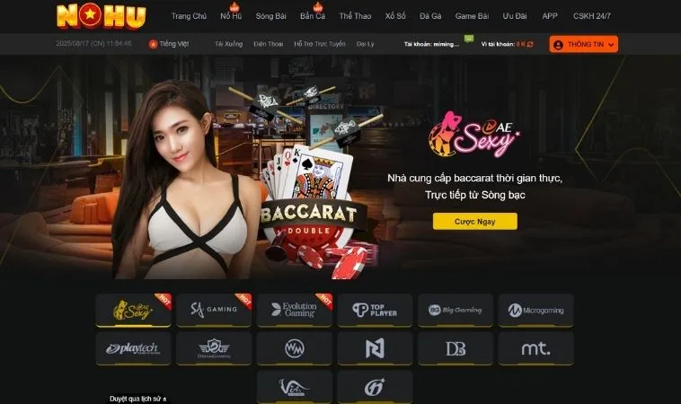 Đa dạng các nhà cung cấp game casino online uy tín hợp tác với nhà cái Nohu90